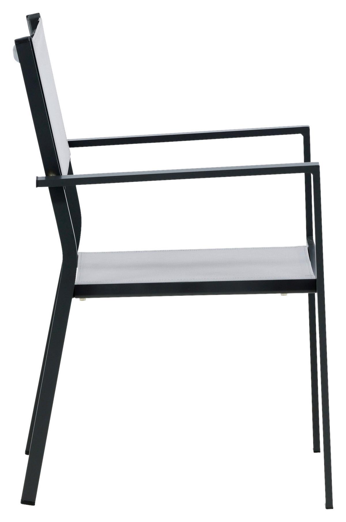 Gartensessel Stapelbar Copacabana Aluminium - Schwarz/Grau, KONVENTIONELL, Textil/Metall (56,5/88/61cm) - Gardenson
