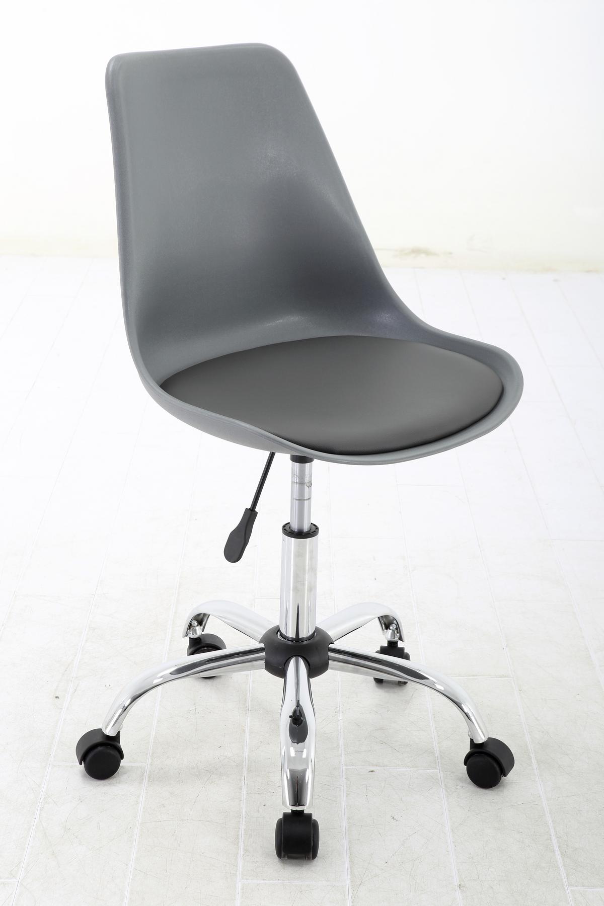 Drehstuhl Levi Höhenverstellbar Grau - Chromfarben/Schwarz, MODERN, Kunststoff/Textil (57,50/81-93/47cm) - MID.YOU