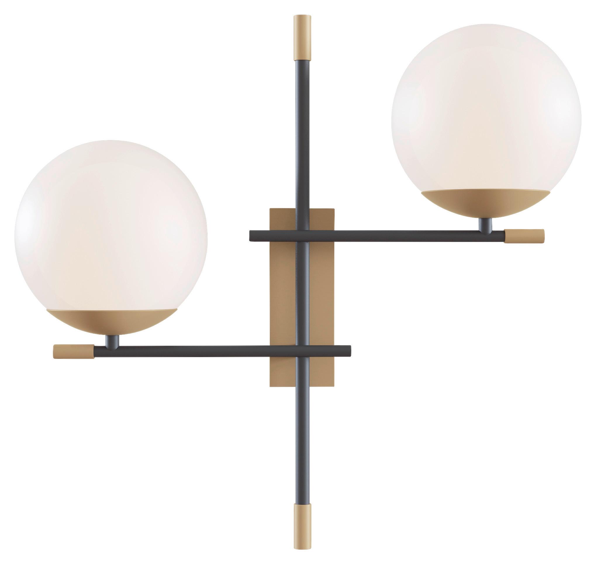 WANDLEUCHTE NOSTALGIA - Goldfarben/Schwarz, Trend, Glas/Metall (17,5/42/44cm) - MAYTONI