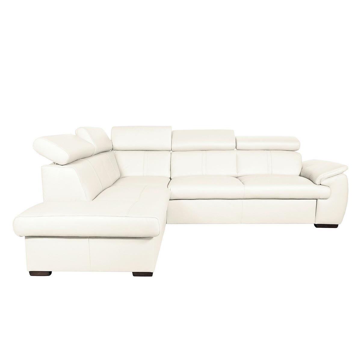 Ecksofa City Weiß B: 211x265 cm - Wengefarben/Weiß, Design, Leder (211/265cm) - Livetastic