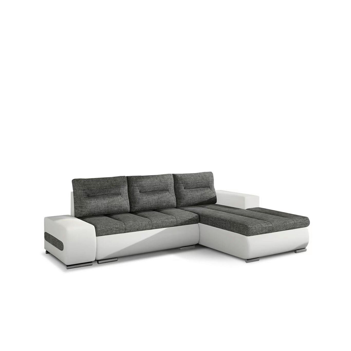 Ecksofa Ottavio Grau/Weiß S: 278x180cm - Chromfarben/Weiß, Design, Textil (275/180cm) - MID.YOU