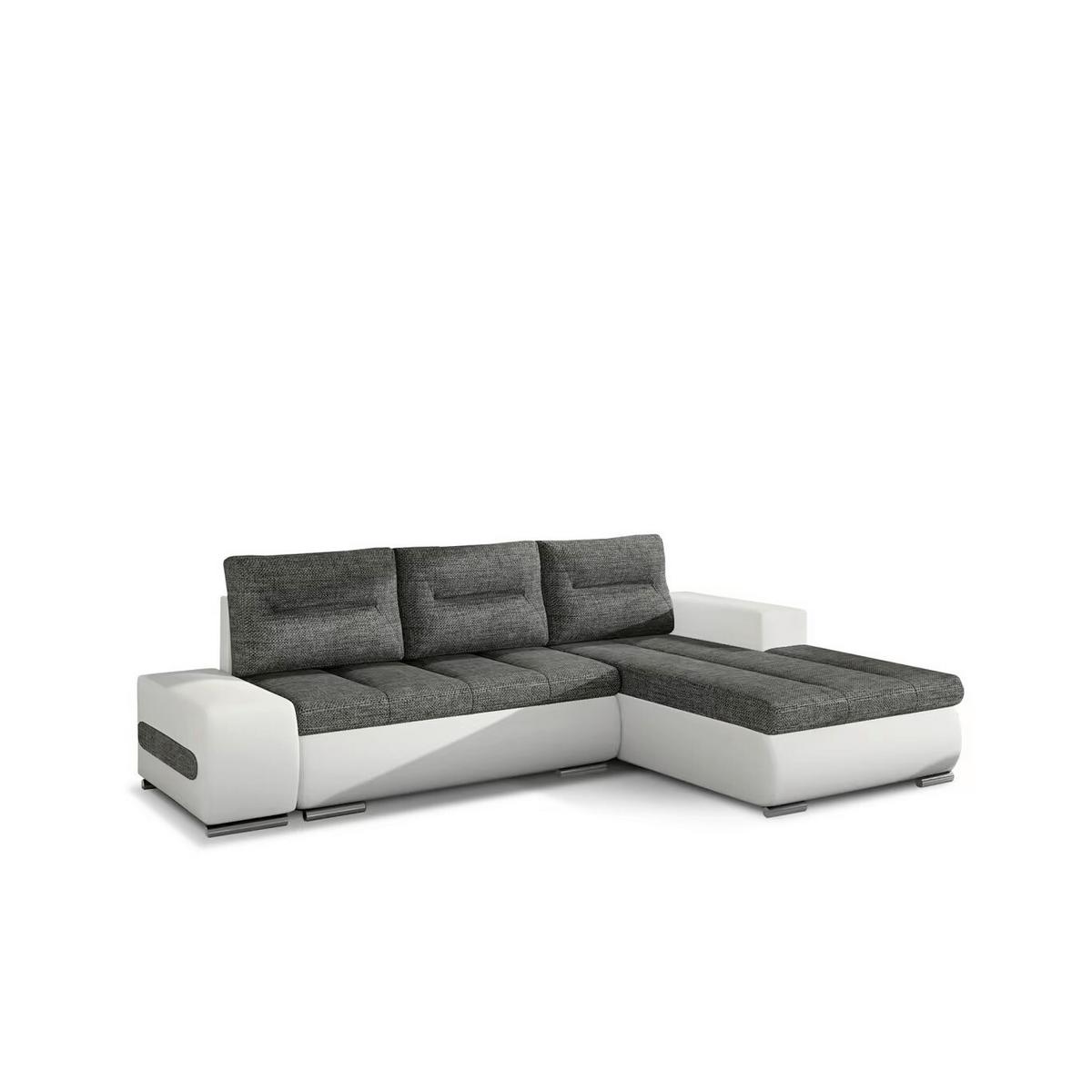Ecksofa Ottavio Grau/Weiß S: 278x180cm - Chromfarben/Weiß, Design, Textil (275/180cm) - MID.YOU