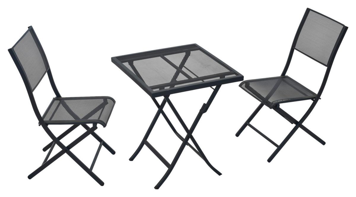 Balkonset Samos Set 3tlg. - Graphitfarben, MODERN, Metall - Gardenson