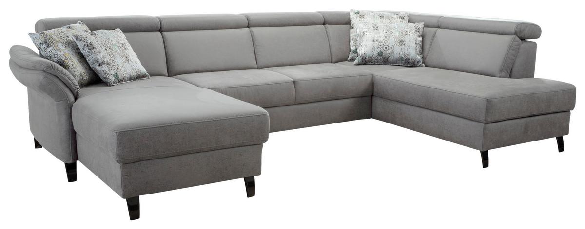 Wohnlandschaft Arngast rechts hellgrau, 165x317x193 cm - Hellgrau/Schwarz, KONVENTIONELL, Textil (165/317/193cm) - Sit & More