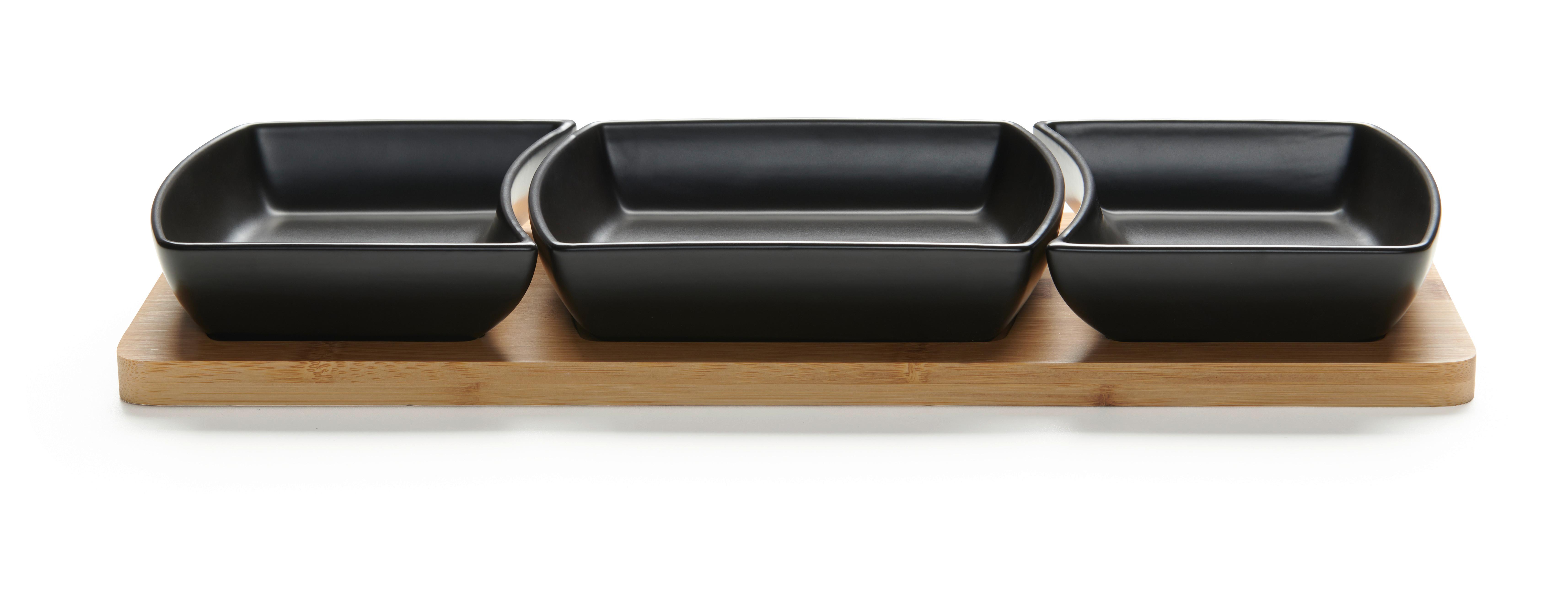 sada misek na snacky TAPAS - 3 - černá, Moderní, dřevo/keramika (44/16.5/5.5cm) - Modern Living