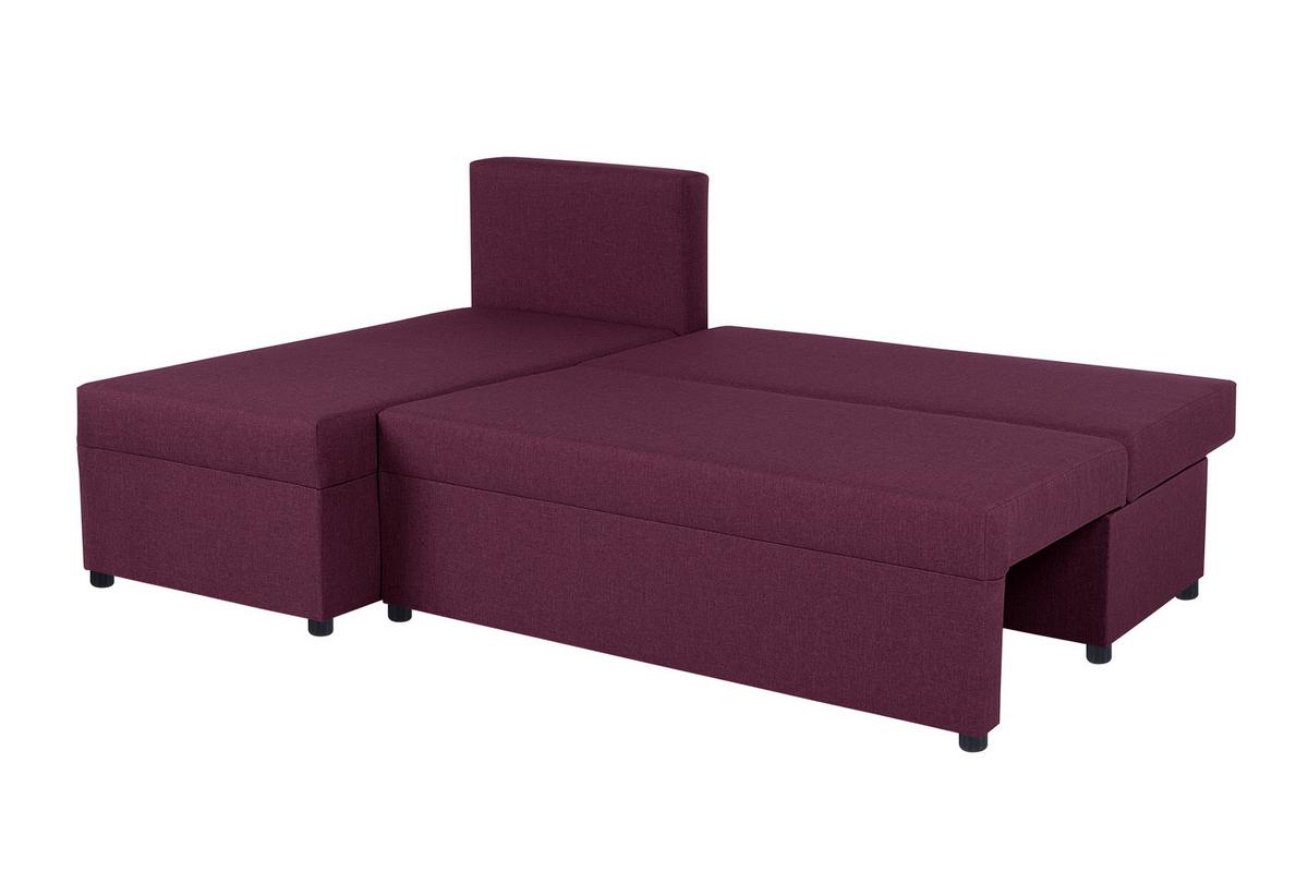 Rohová sedačka JON,fialová, oboustranná,lůžko,úl.prostor - černá/fialová, Design, kompozitní dřevo/textil (195/147cm) - P & B