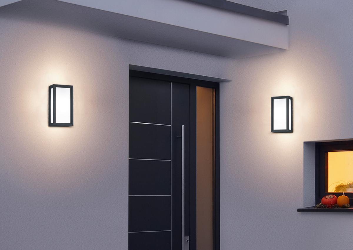 Außenwandleuchte Timok 6w Aluminium Acryl, Wandmontage - Anthrazit, Design, Naturmaterialien/Kunststoff (15,5/10,5/29,8cm) - Trio Leuchten