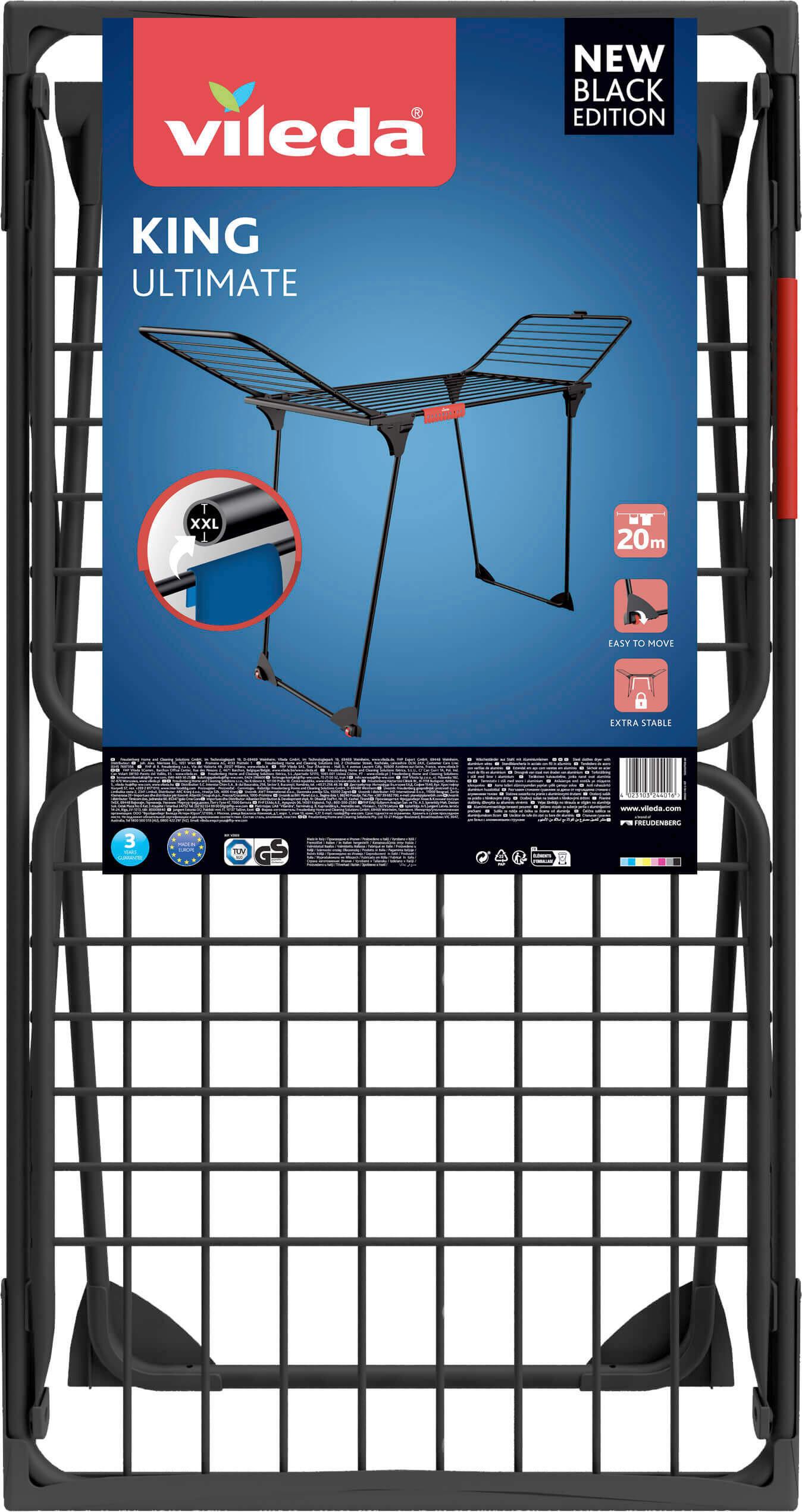 Sušiak na blielizeň VILEDA KING SUŠIAK CIERNY - čierna, Basics, kov (174/91/57cm) - Vileda