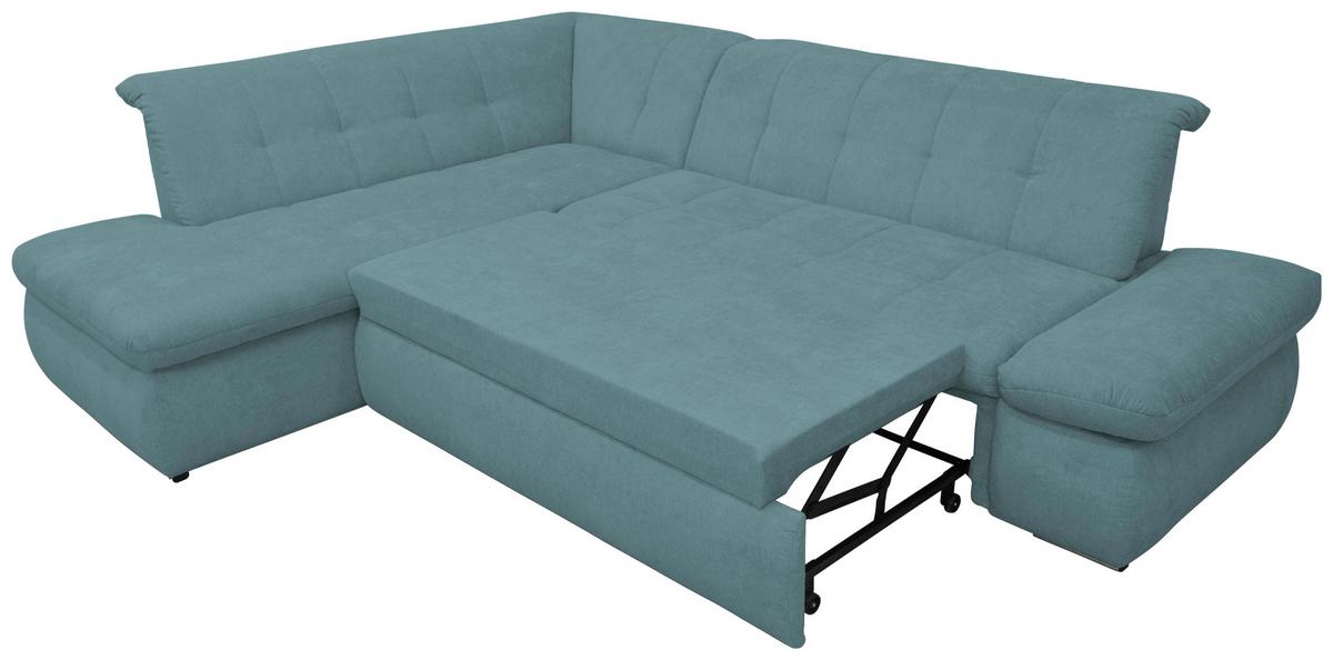 Ecksofa mit Schlaffunktion Moric Petrol Mikrofaser - Chromfarben/Petrol, KONVENTIONELL, Textil (216/273cm) - MID.YOU