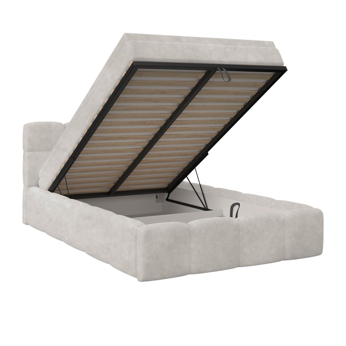 Polsterbett Noe Cremefarben 140x200 cm - Creme/Schwarz, Trend, Textil/Metall (140/200cm)