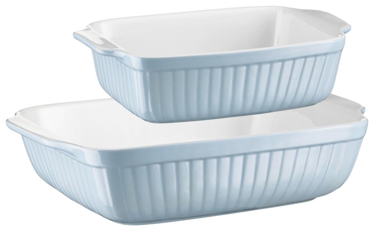 Auflaufform Keramik 2er-set Hellblau Rechteckig - Hellblau, Basics, Keramik (33/8/24cm) - Mäser