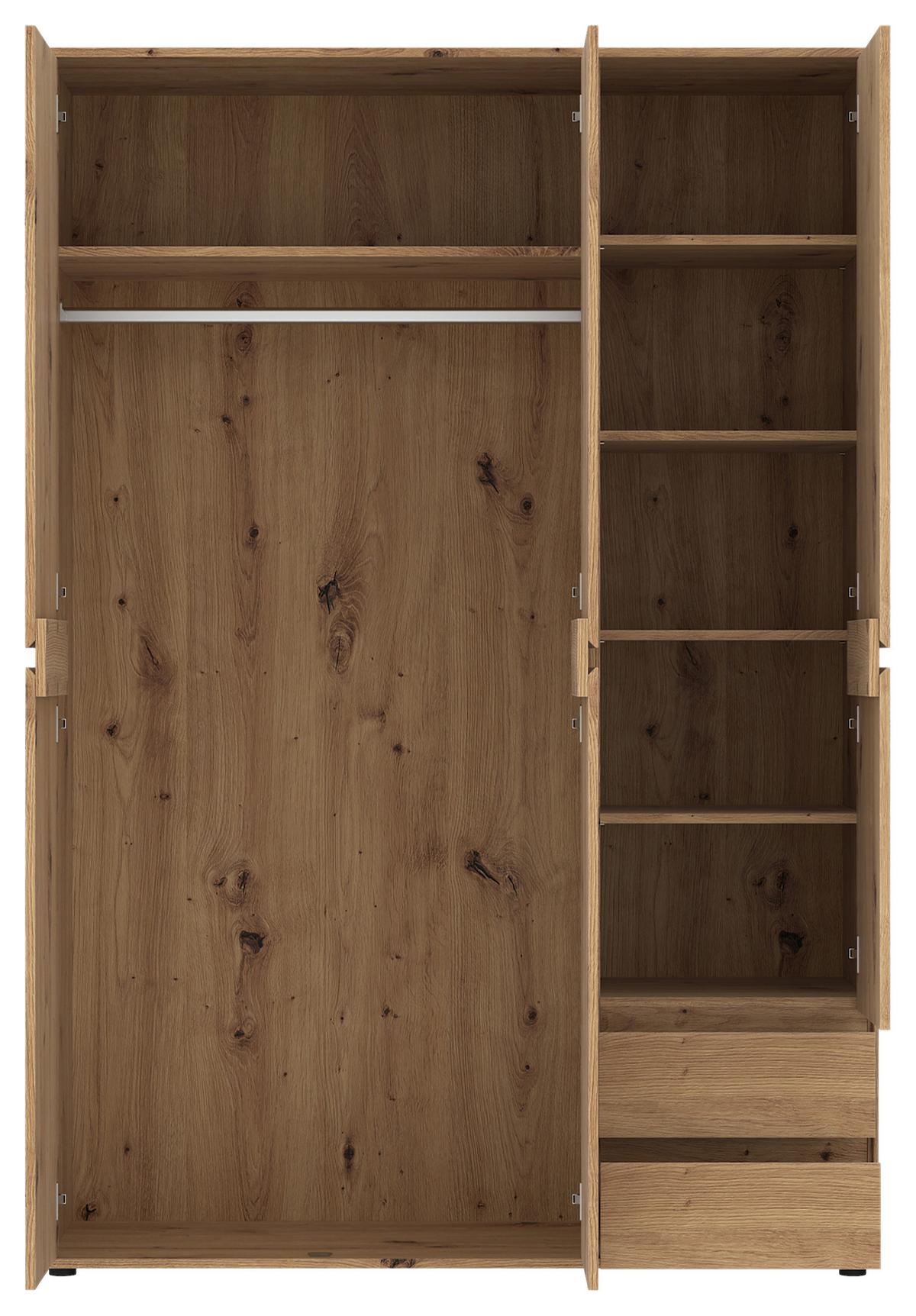 Kleiderschrank Zapato Eichefarben B: 137cm - Eiche Artisan, MODERN, Holzwerkstoff (137/199,9/55cm)
