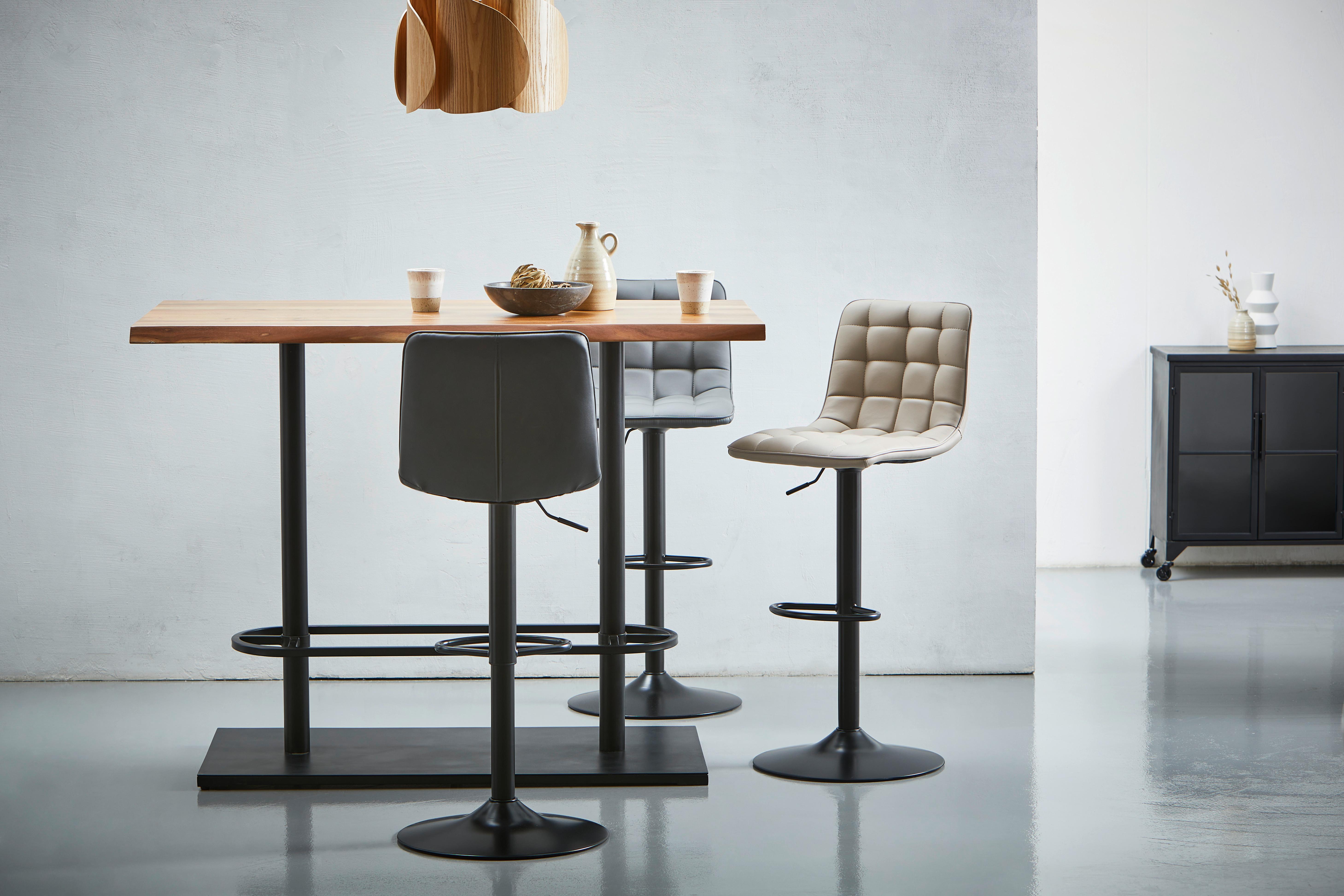 Barhocker Elias Grau Höhenverstellbar, B: 42 Cm - Schwarz/Grau, MODERN, Textil/Metall (42/109,5/52cm) - Livetastic