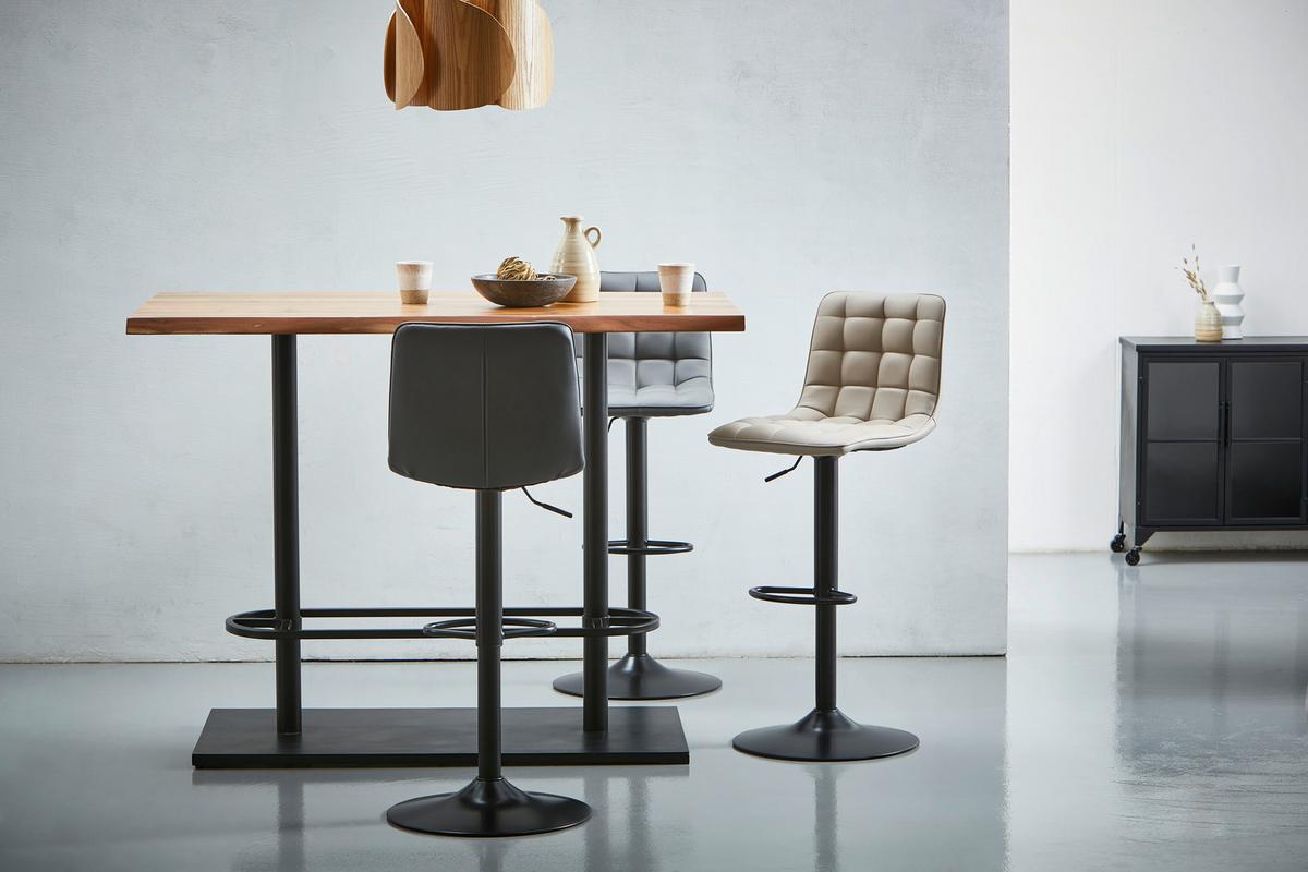 Barhocker Elias Grau höhenverstellbar, B: 42 cm - Schwarz/Grau, MODERN, Textil/Metall (42/109,5/52cm) - Livetastic