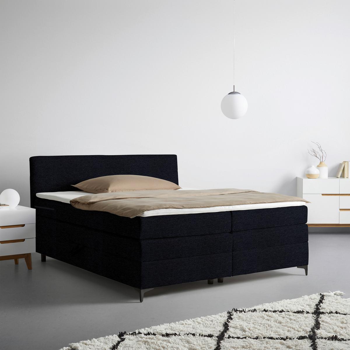 Boxspringová postel BARI 160/200, černá - černá, Konvenční, kov/karton (160/200cm) - Mömax