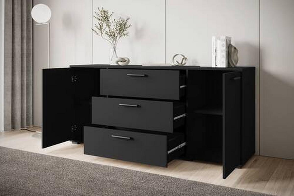 Komoda Bogota černá - černá, Basics, kompozitní dřevo/plast (150/68/40cm) - MID.YOU