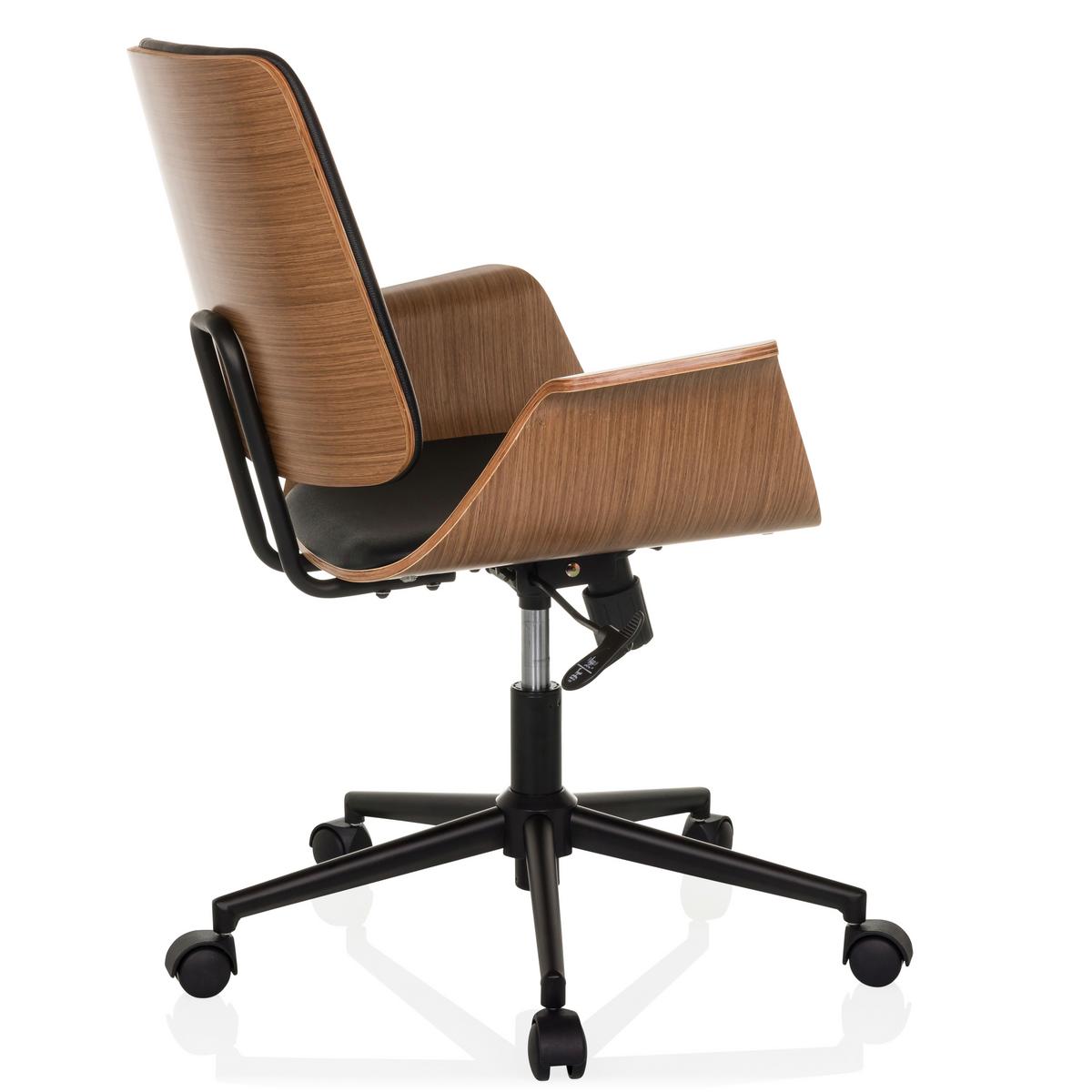 Drehstuhl Schwarz B: 68 Cm - Schwarz/Braun, MODERN, Leder/Holz (68/92/63,5cm) - MID.YOU