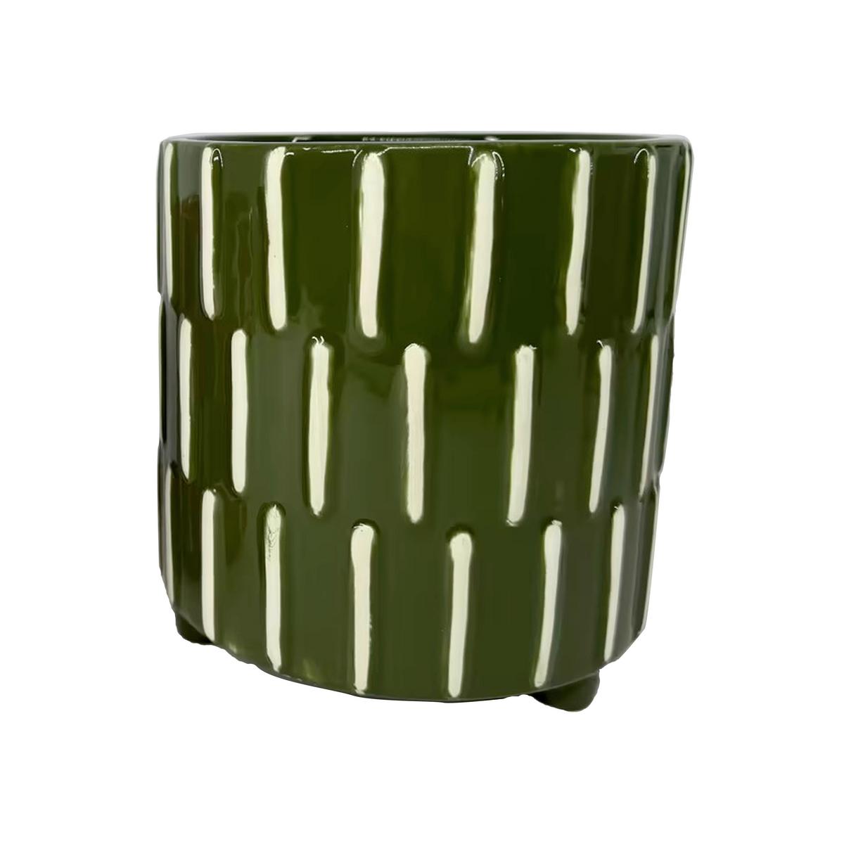 Blumentopf Peter - Weiß/Grün, KONVENTIONELL, Keramik (16/16cm) - Luca Bessoni