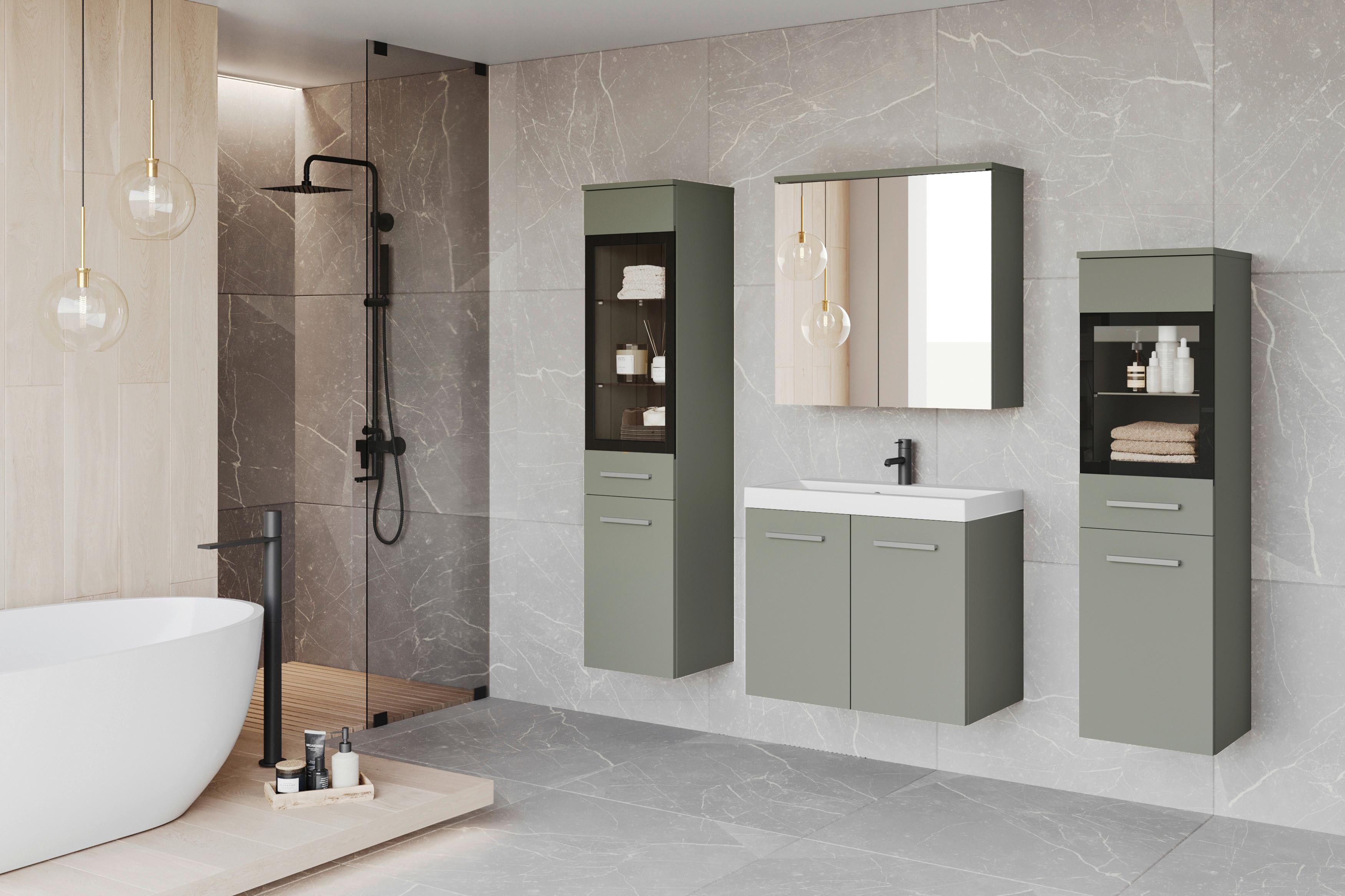 Badezimmer Madrit Ii 5-teilig Grün B: 120,4 Cm - Weiß/Grün, LIFESTYLE, Glas/Keramik (120,4/131,5/30,2cm) - P & B