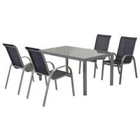 Gartenmöbel Set 5tlg. Amalfi aus Aluminium - Blau/Silberfarben, MODERN, Kunststoff/Metall - Gardenson