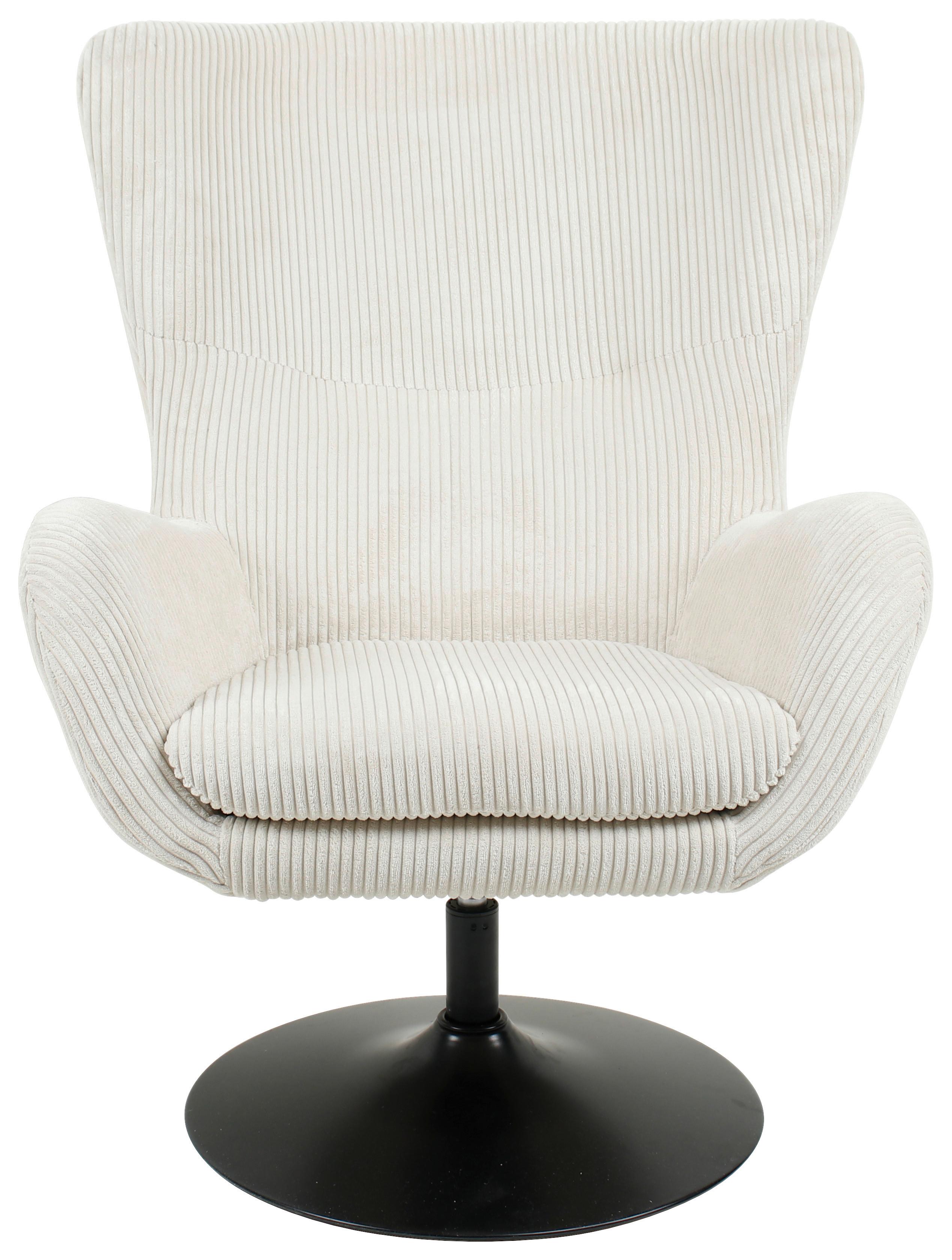 Otočné křeslo SHIBA, krémový manšestr - černá/krémová, Moderní, kov/textil (76/99/87cm) - Mömax