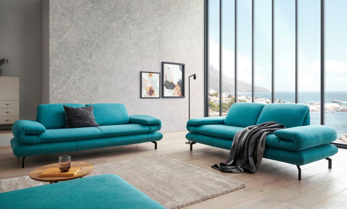 2,5-sitzer Türkis - Türkis/Schwarz, Design, Textil (224 (284)/83 (110)/98cm) - LOOKS by W.Joop