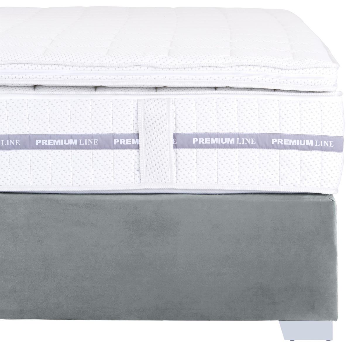 Boxspringbett mit Gepolstertem Kopfteil 160x200 cm Paula - Chromfarben/Anthrazit, MODERN, Textil (160/200cm)