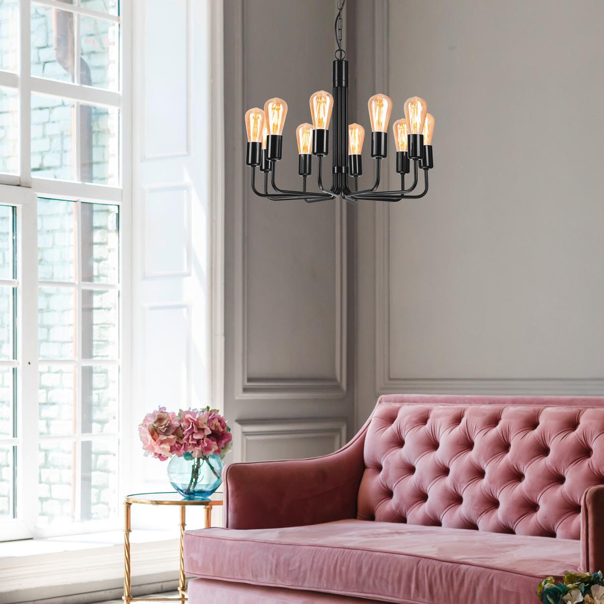 Hängeleuchte 44576 Tiffany - Schwarz Hochglanz, KONVENTIONELL, Metall (98/54/98cm)