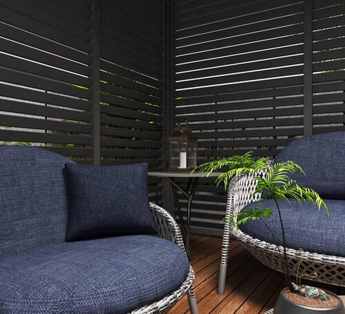 Pavillon-Seitenteil 113x235cm wetterfest - Anthrazit, Basics, Metall (113/235/10cm) - Gardenson