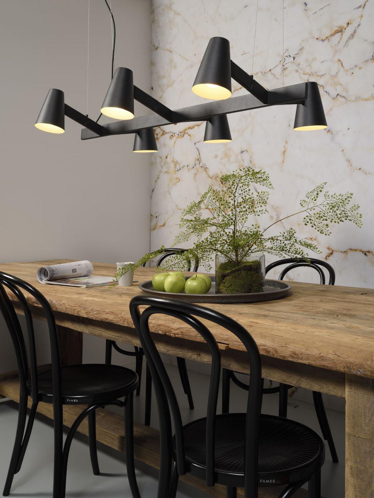 Hängeleuchte Biarritz H: 67 cm 6-Flammig Schwenkbar/Kürzbar - Schwarz, Design, Metall (120/26/67cm) - It's about Romi