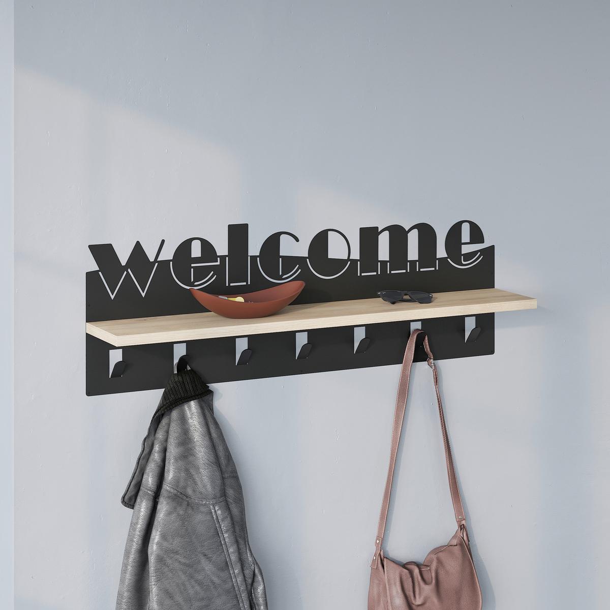 Wandgarderobe Welcome Hanger Sonoma Eiche, B: 86 Cm - Sonoma Eiche, Design, Holzwerkstoff/Metall (86/27/15cm) - Livetastic