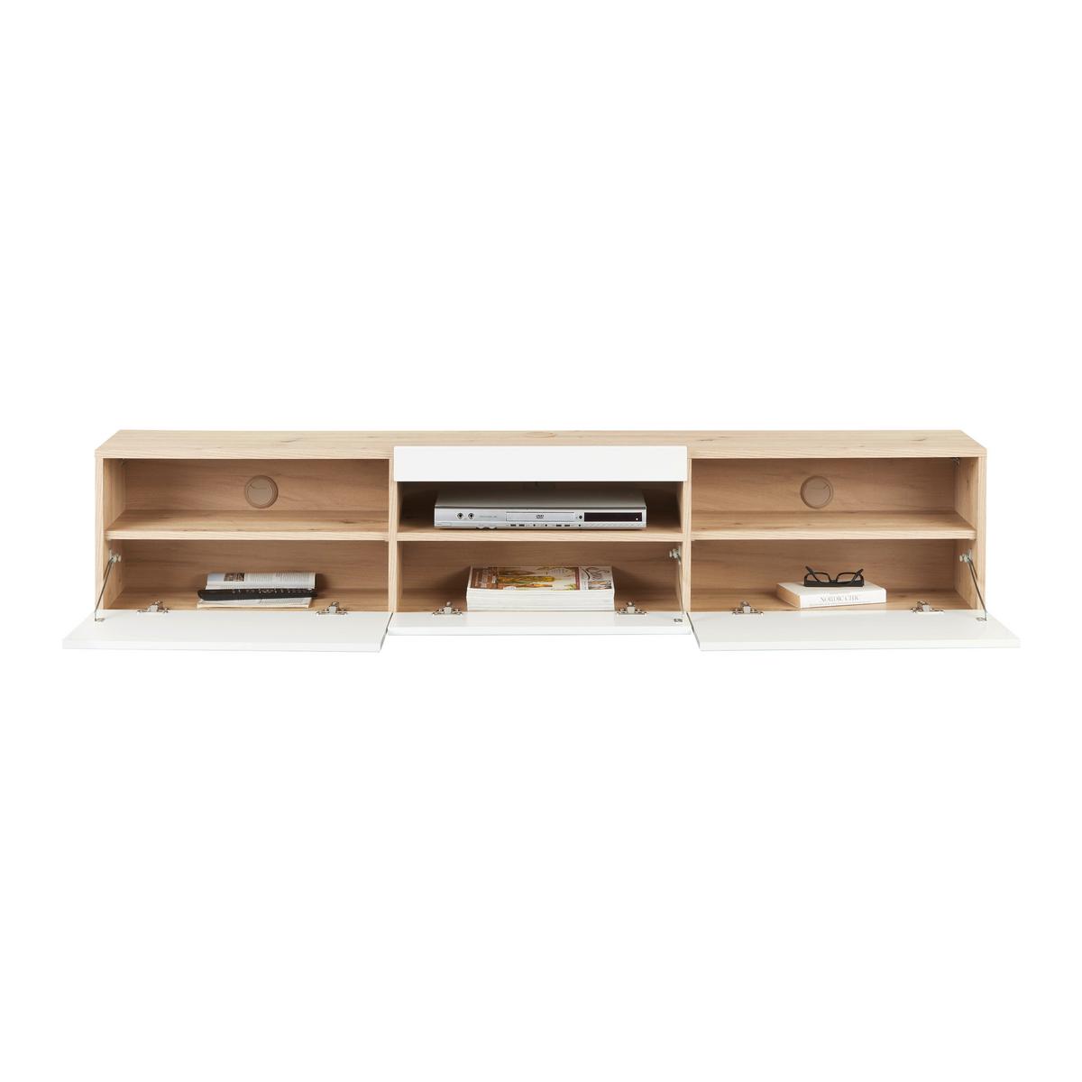 TV-ELEMENT OSLO - Eichefarben/Weiß Hochglanz, MODERN, Holzwerkstoff (180/37/31,6cm)