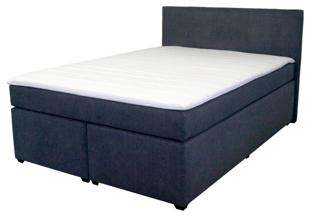 Boxspringbett Mit Topper 140x200 Cm Besa Graphit - Anthrazit/Schwarz, Basics, Textil (140/200cm)