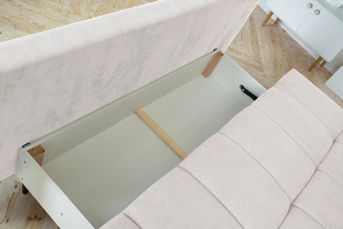 Schlafsofa Bobbio Beige B: 204cm - Beige/Schwarz, MODERN, Textil (204/90/95cm) - MID.YOU