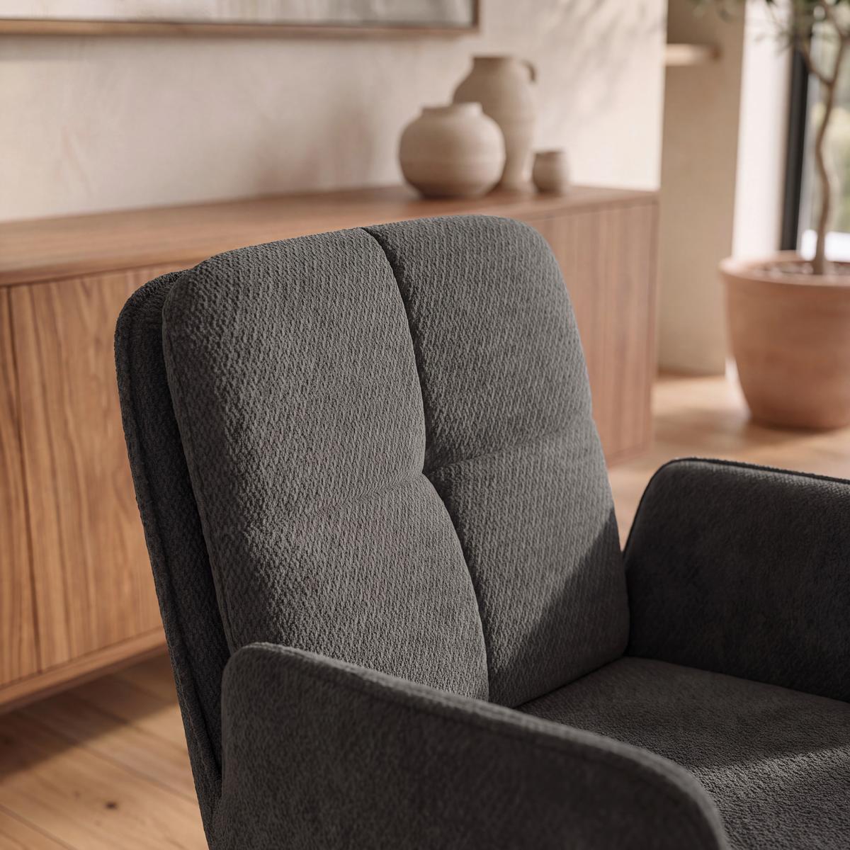 Židle s područkami Nalani, látkový potah, otočné, - tmavě šedá, Moderní, kov/textil (58/86/62cm) - Bessagi Home