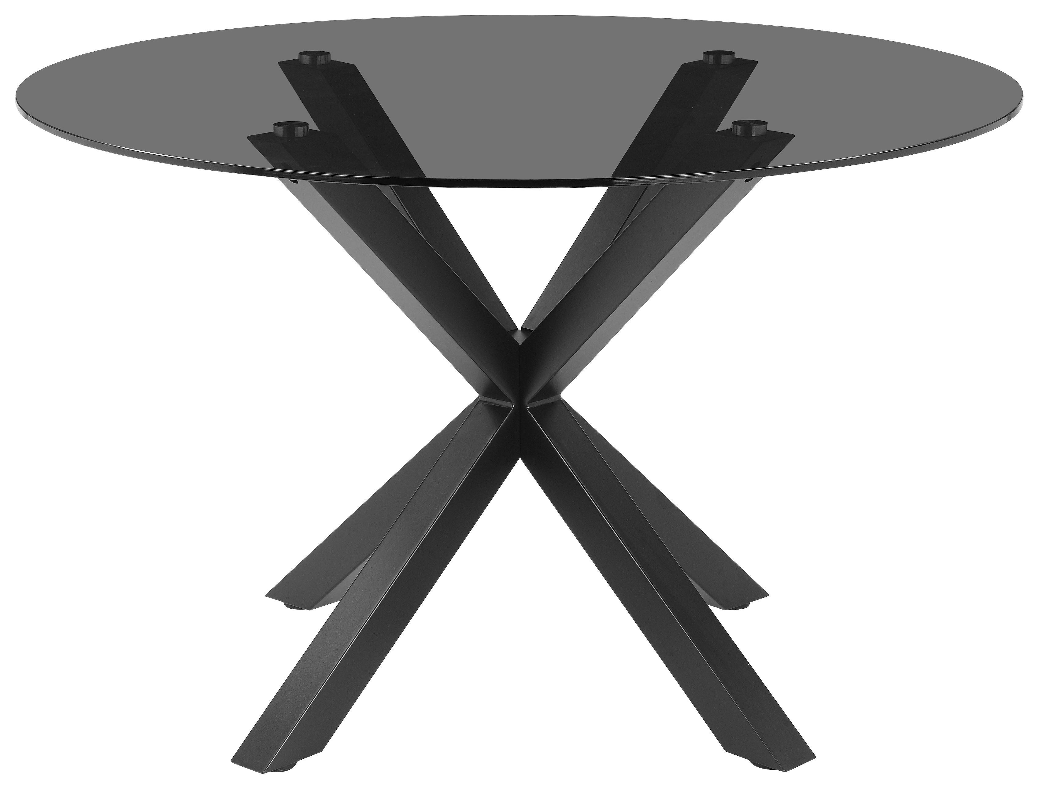 Esstisch Nara Grau/Schwarz D: 119 cm - Schwarz/Grau, MODERN, Glas/Metall (119/119/75,5cm) - P & B