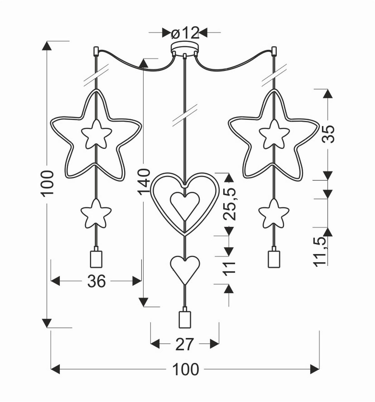 Kinderhängeleuchte 33-27511 Trio Shs - Blau/Pink, Basics, Holzwerkstoff/Metall (100/36/100cm)