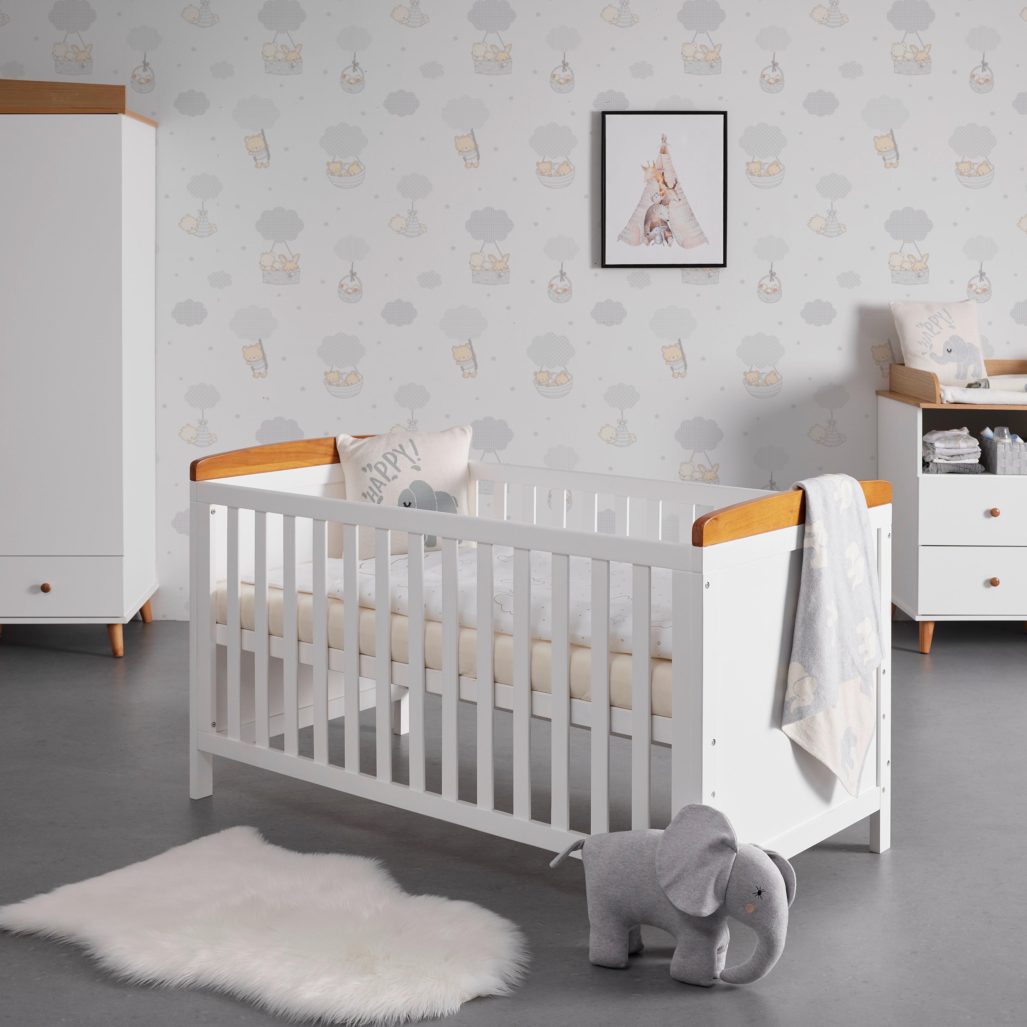 Postieľka s priečkami LOU biela - biela/farba borovice, Modern, drevo (144/75/87cm) - Bessagi Kids