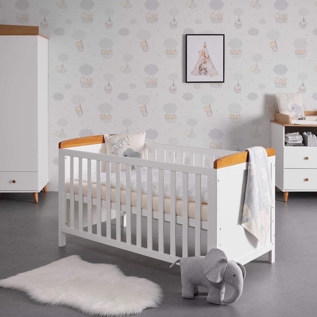 Postýlka s příčkami LOU bílá - bílá/barvy borovice, Moderní, dřevo (144/75/87cm) - Bessagi Kids