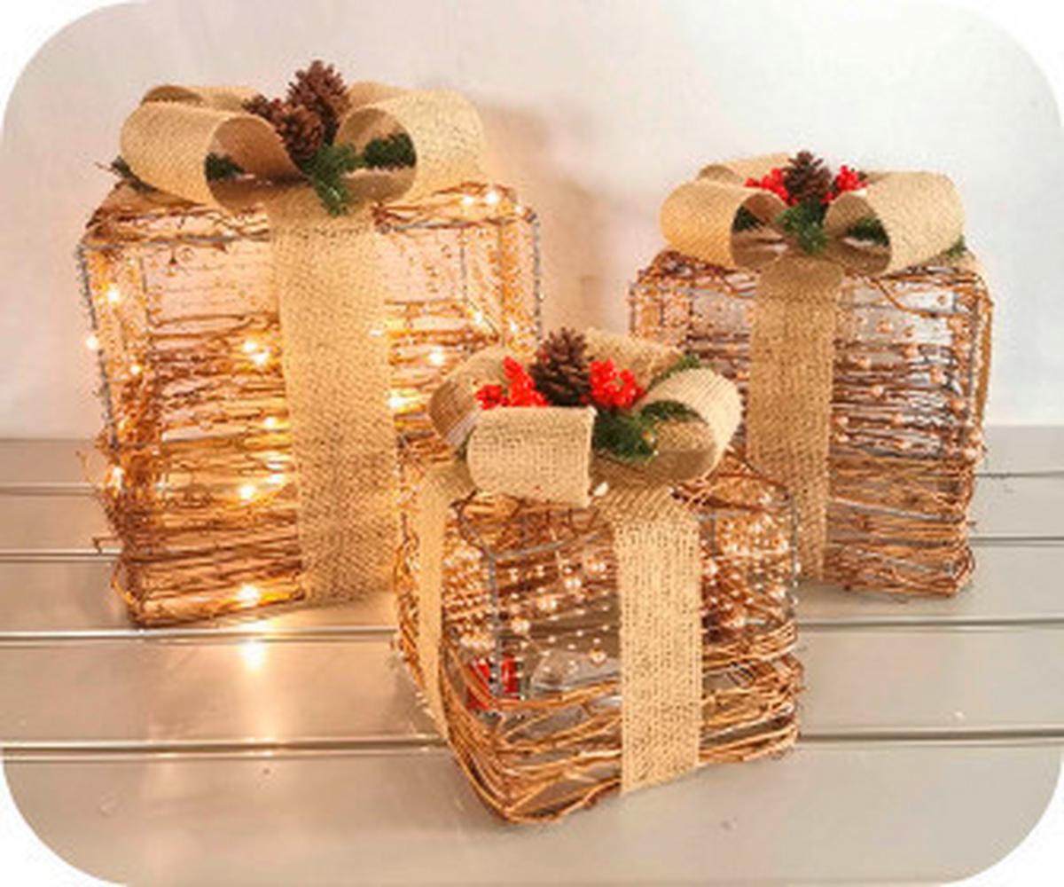 Dekor Ajándékdoboz Rani - natúr színű/aranyszínű, Konventionell, fa/fém (25/25/28cm) - Ondega