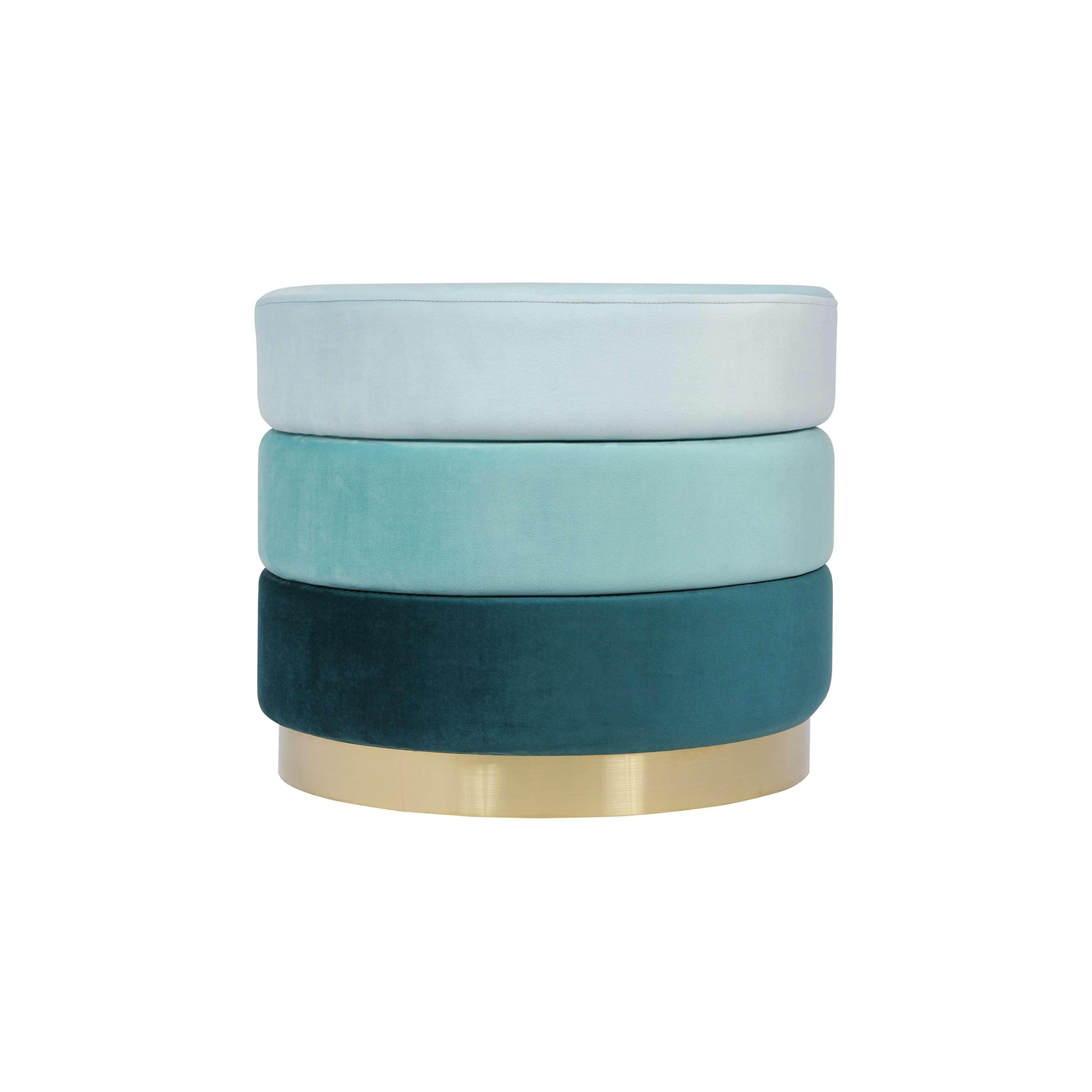 Hocker Elyse 100 Blau D: 50 Cm - Blau/Goldfarben, Design, Textil (50/42cm) - Kayoom