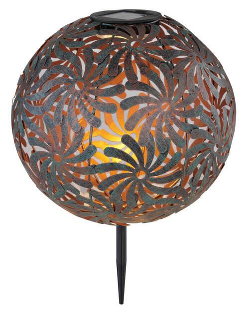 Solarleuchte Grün/Gold 1xled Warmweiß H: 37 cm - Goldfarben/Grün, Basics, Metall (26/37cm) - Globo