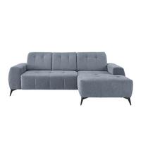 Ecksofa mit USB Anschluss Sano, Hellblau, S: 258x180 cm - Schwarz/Hellblau, MODERN, Textil (258/180cm) - Livetastic