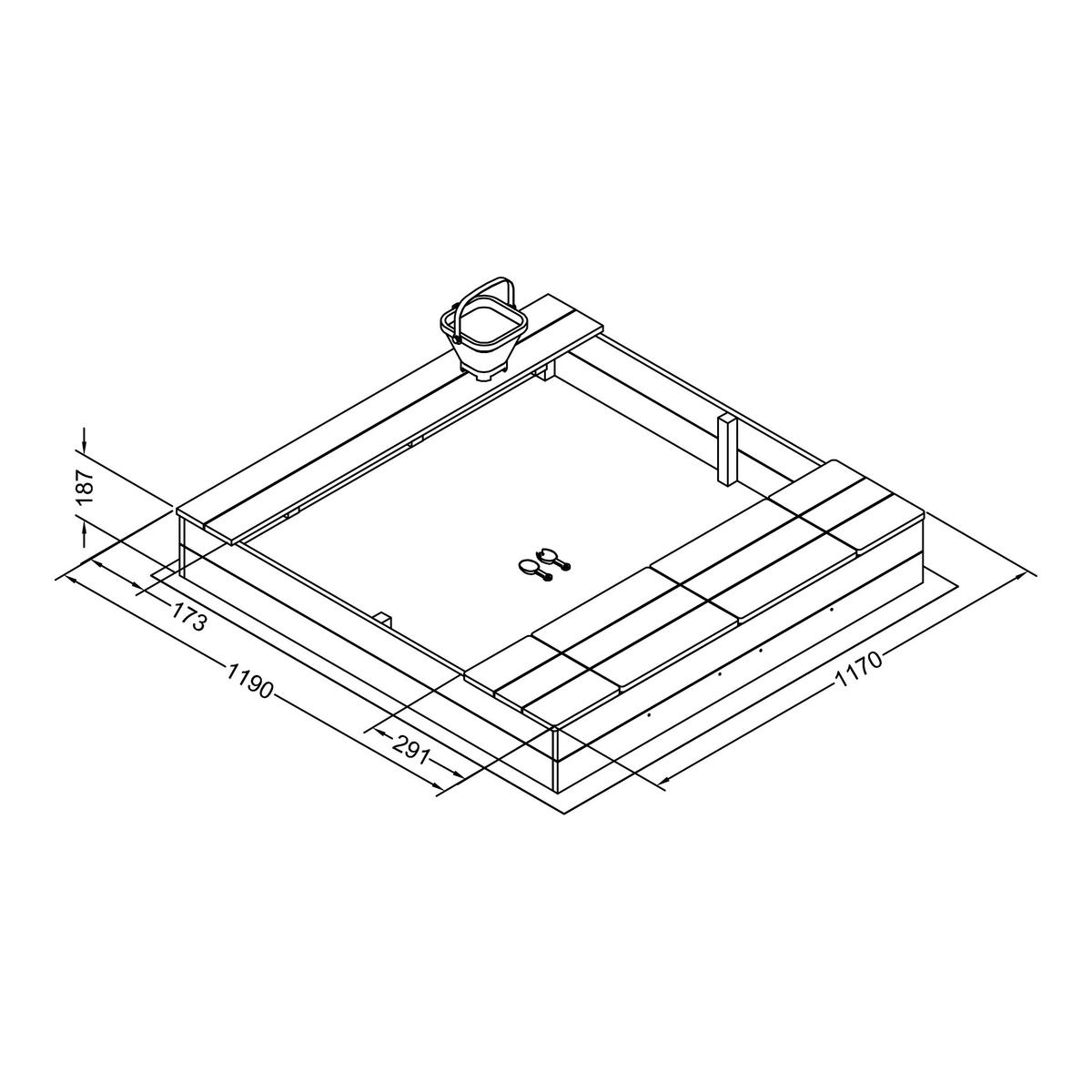 Sandkasten A031.016.20 - Braun/Grau, KONVENTIONELL, Holz (117/18,7/119cm) - Ambia Garden