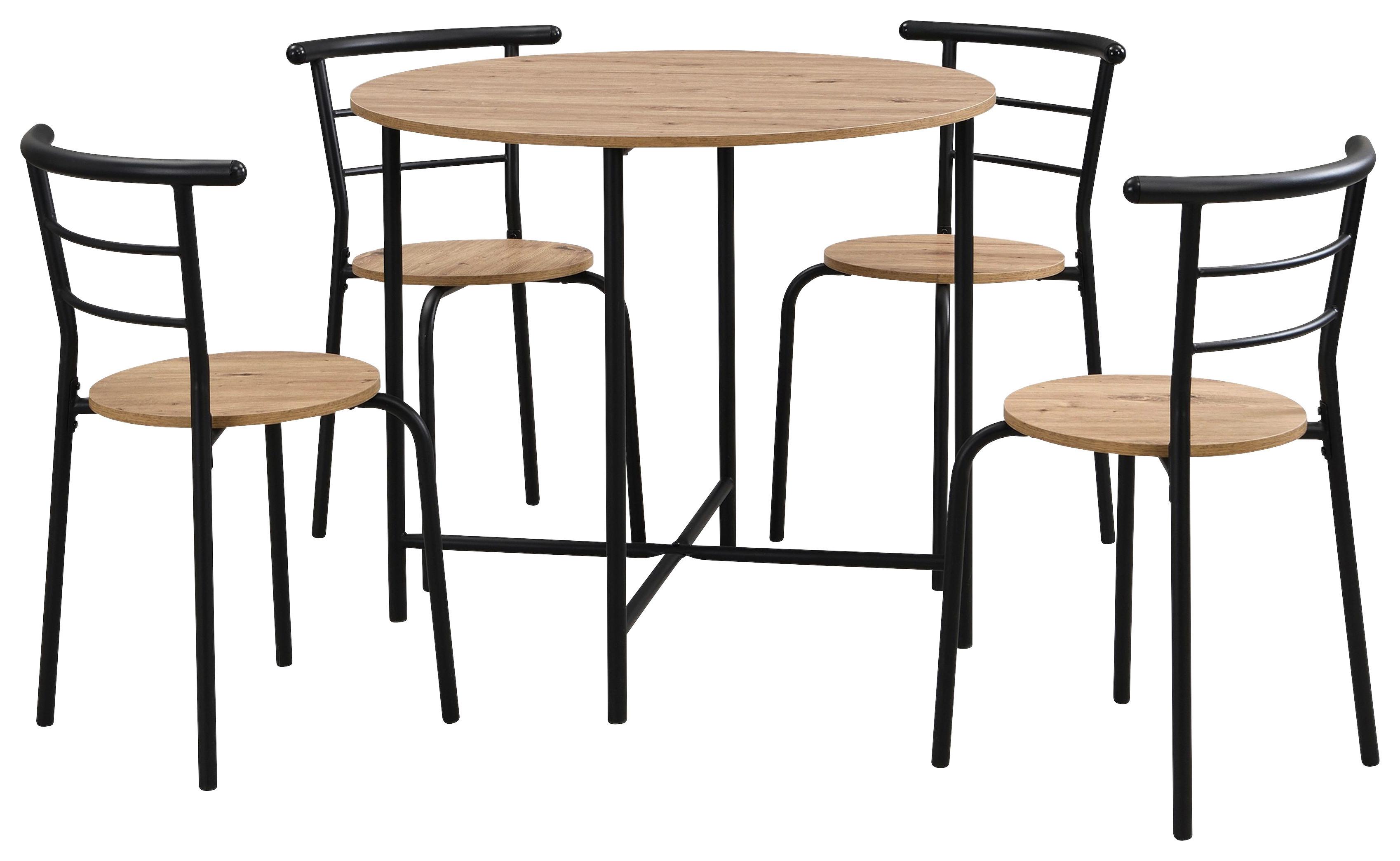 Tischgruppe Lienz 5tlg Melamin Eiche Dekor - Schwarz/Eiche Artisan, KONVENTIONELL, Holzwerkstoff/Metall (85/75/95cm)