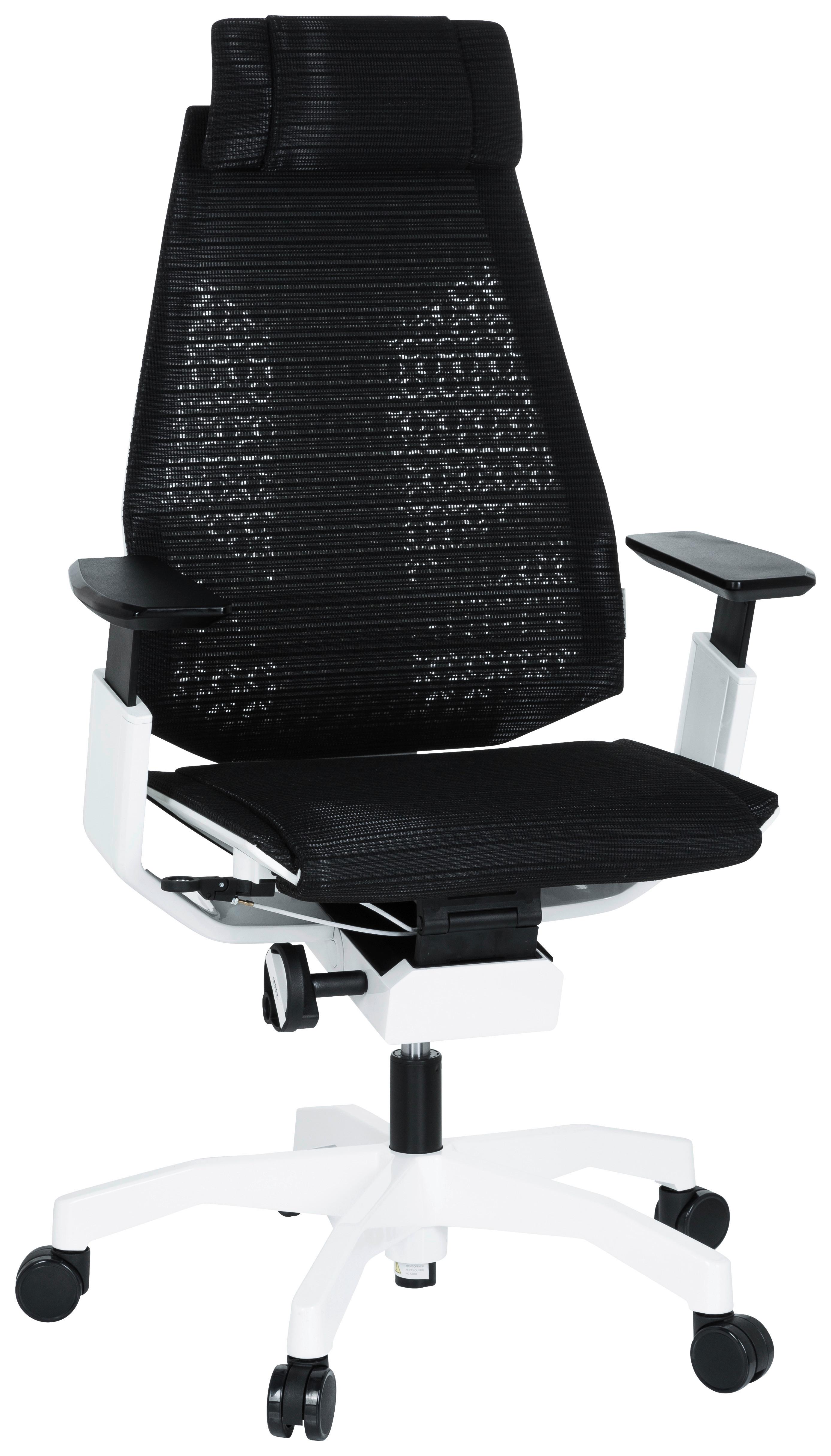 Bürostuhl Genidia Pro mit Armstützen Schwarz/Weiß - Schwarz/Weiß, MODERN, Kunststoff/Textil (57/114/46cm) - MID.YOU