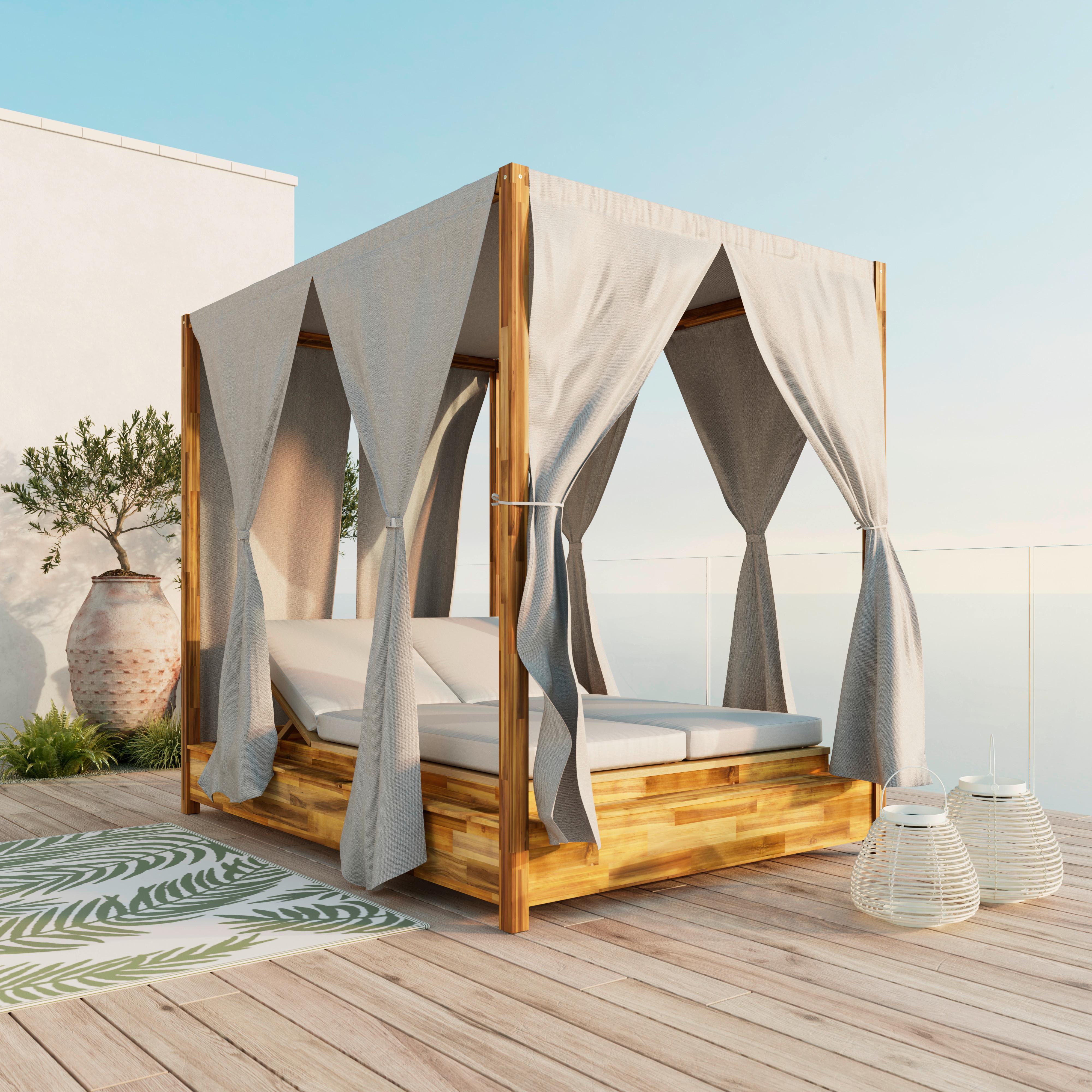 RELAXAČNÍ OSTRŮVEK MARTA - světle šedá, Moderní, dřevo/textil (154/195/218cm) - Bessagi Garden