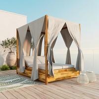 RELAXAČNÍ OSTRŮVEK MARTA - světle šedá, Moderní, dřevo/textil (154/195/218cm) - Bessagi Garden