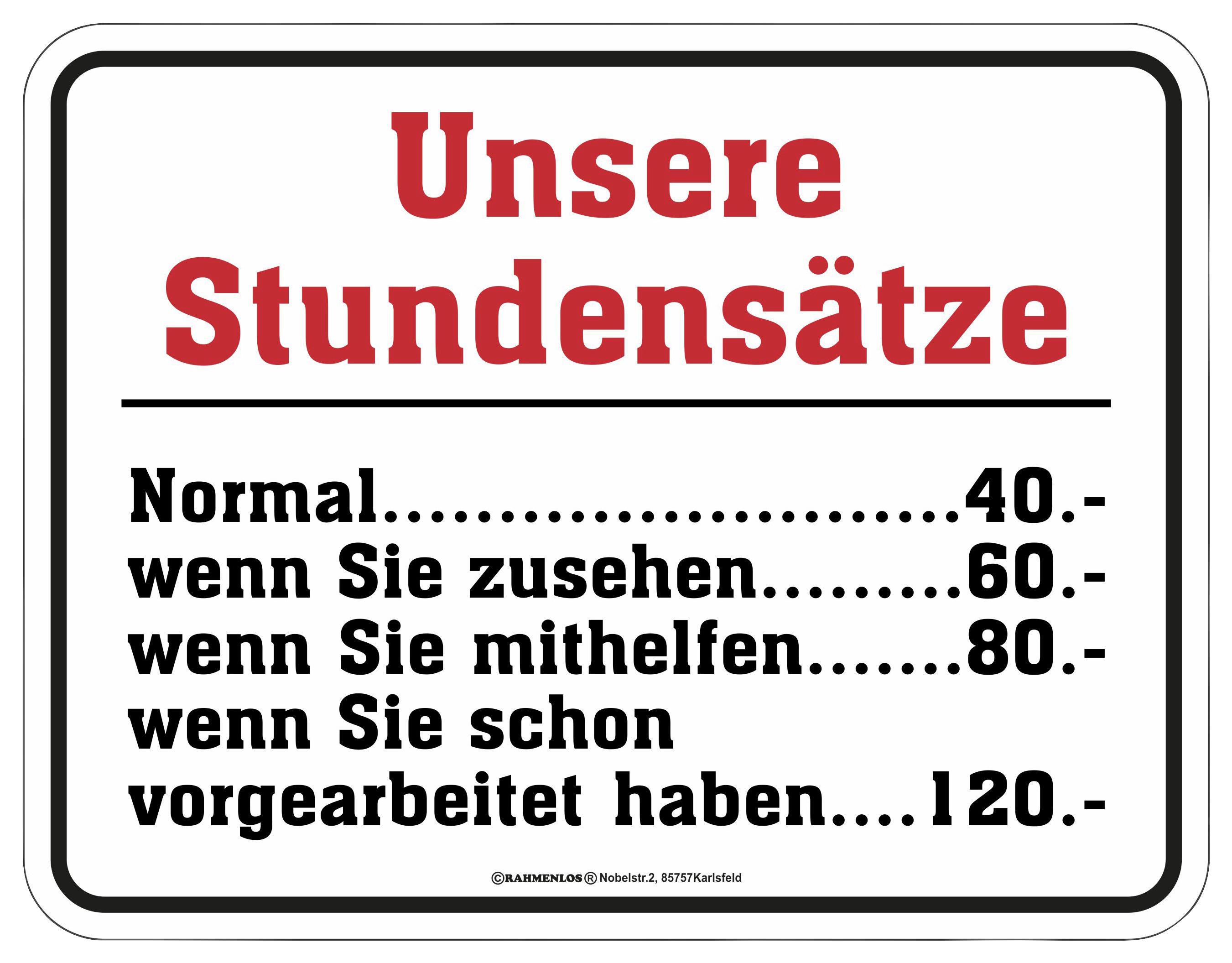 Dekoschild Stundensätze Multicolor 22x17 cm