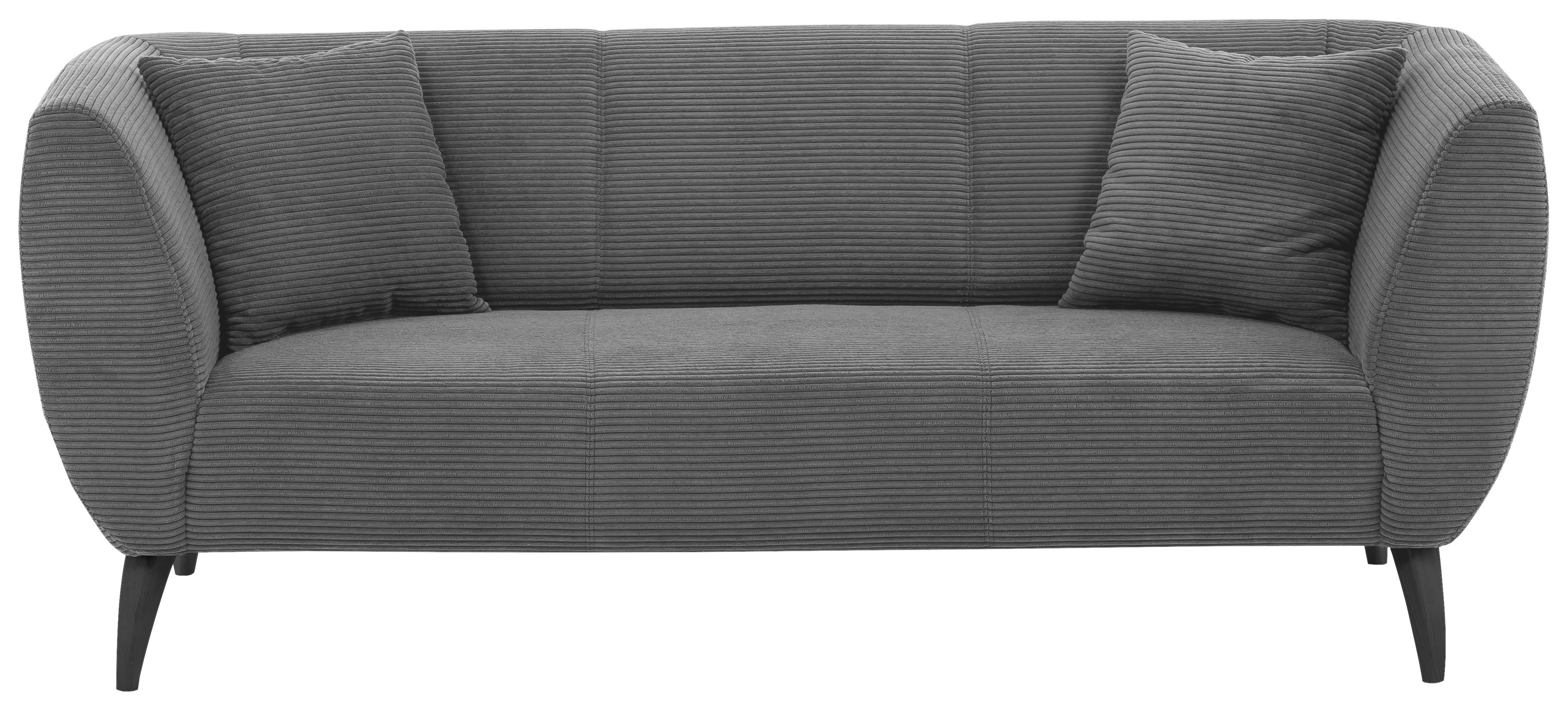 3-Sitzer-Sofa Colori Grau Rücken Echt - Schwarz/Grau, MODERN, Textil (208/83/88cm) - MID.YOU